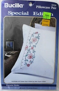 Bucilla Florentine Border Pillowcase Pair Stamped Cross Stitch Sealed - Picture 1 of 2