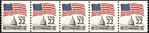 US Stamp Scott # 2115 Plate # 17 Strip of 5 Mint NH – 22c Flag Over Capitol Dome - Picture 1 of 1