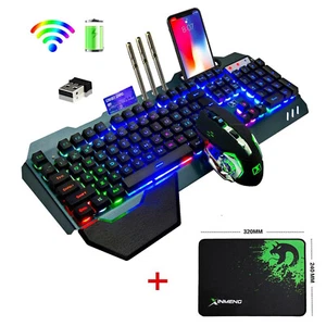 3in1 Charging Gaming Rainbow Keyboard Mouse Wireless LED Backlit Mechanical Feel - Picture 1 of 16