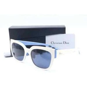 Christian Dior Decale2 BRKKU Square White Sunglasses Blue Lenses 53mm - Picture 1 of 6