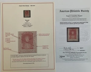 Stamp - Hawaii - Scott  #6 POS 11 Unused APEX CERTIFICATE CV $900.00 - Picture 1 of 6