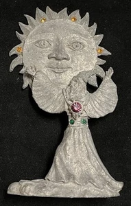 Signed Greg Neeley Pewter Wizard With Sun Face Figurine #4568 - Picture 1 of 2