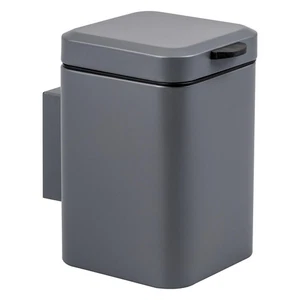 bremermann Wand-Kosmetikeimer 3 l, Badmülleimer 2-Wege-Montage, eckig, grau matt - Bild 1 von 9