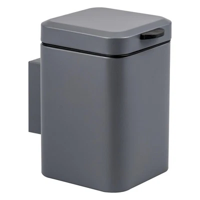 bremermann Wand-Kosmetikeimer 3 l, Badmülleimer 2-Wege-Montage, eckig, grau matt - Bild 1 von 4