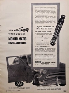 Amortiguadores Monro-Matic Monroe MI proporcionan control de estabilidad anuncio impreso 1957 - Imagen 1 de 4