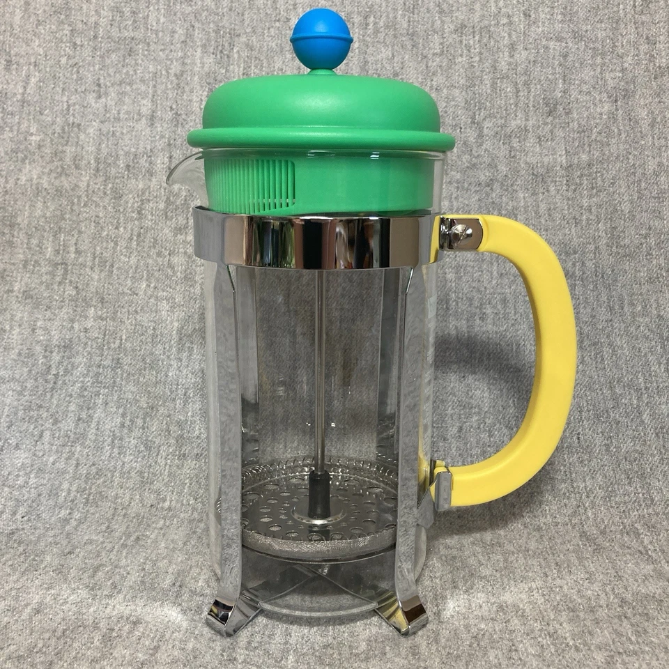 Café Bodum edição limitada 70 aniversário amarelo verde azul imprensa francesa 2014 - Imagem 1 de 4