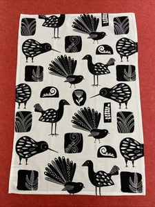 Vintage Cotton Tea Towel w New Zealand Icons Pattern Kitchen Kiwi Art Gift Idea - Picture 1 of 11