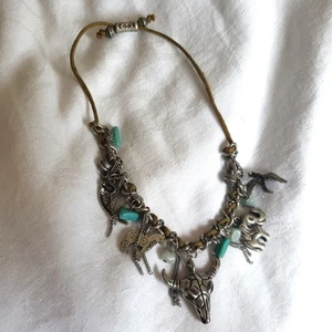 Statement Charm Bracelet Hippy Silver Tone Blue Stone Horse Birds Elephant - Picture 1 of 8