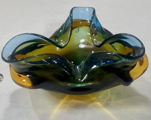 Vintage Murano Amber Green Ash Tray See Pictures - Picture 1 of 16