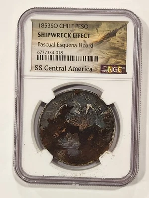 1853 SO Chile Peso SS Central America Pascual Esquerra Hoard - NGC Shipwreck - Image 1 of 2