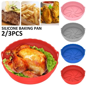 2Pcs Air Fryer Silicone Pot with Handle Reusable Air Fryer Liner Heat stGOg - Picture 1 of 18