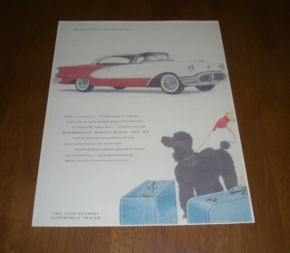 1956 OLDSMOBILE NINETY-EIGHT COLOR AD PRINT   - Image 1 of 1