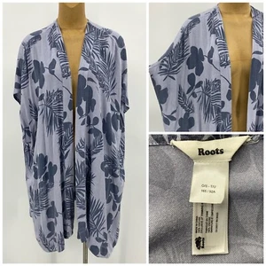 Roots Canada One Size offener langer Kimono Strickjacke Chambray blau Hawaii Oversized - Bild 1 von 12