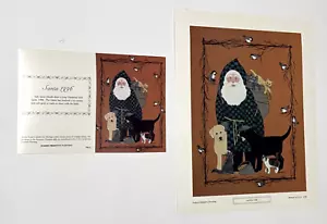 Sandra Somers Primitive Folk Art Santa 1996 12” x 10” plus free notecard - Picture 1 of 8