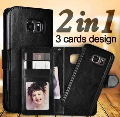 Samsung Galaxy S6 EDGE leather wallet case with detachable magnetic phone holder - Image 1 of 4