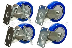 4 Schwerlast Rollen Set 4 Zoll Räder 4 drehbar 2 mit Bremse rutschfest keine Markierung Rollen - Bild 1 von 1