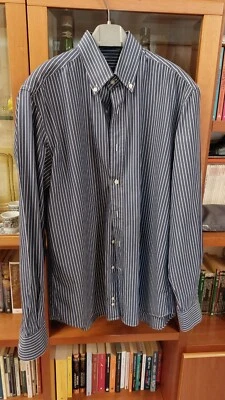 camicia uomo cotone doppio ritorto J&S righe nere e bianche taglia 41 - Immagine 1 di 2
