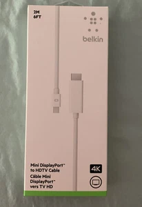Belkin MINI DISPLAY PORT to HDTV CABLE - 2M 6 Feet 4k - Brand New - Picture 1 of 4