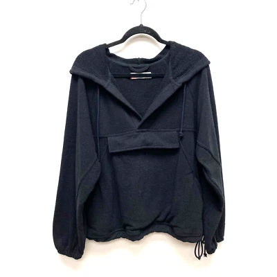 Sudadera con capucha Free People Beach negra con cordón elástico manga larga para mujer S Foto 1 de 4