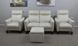 Furniture Village Petit Natural Suede Fabric Power 2 Seater Sofa & 2 Armchairs - Picture 1 of 12