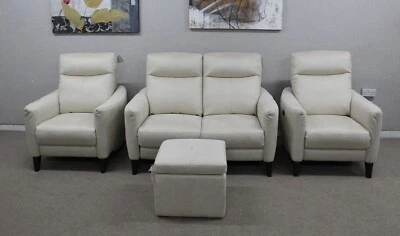 Furniture Village Petit Natural Suede Fabric Power 2 Seater Sofa & 2 Armchairs - Image 1 of 4