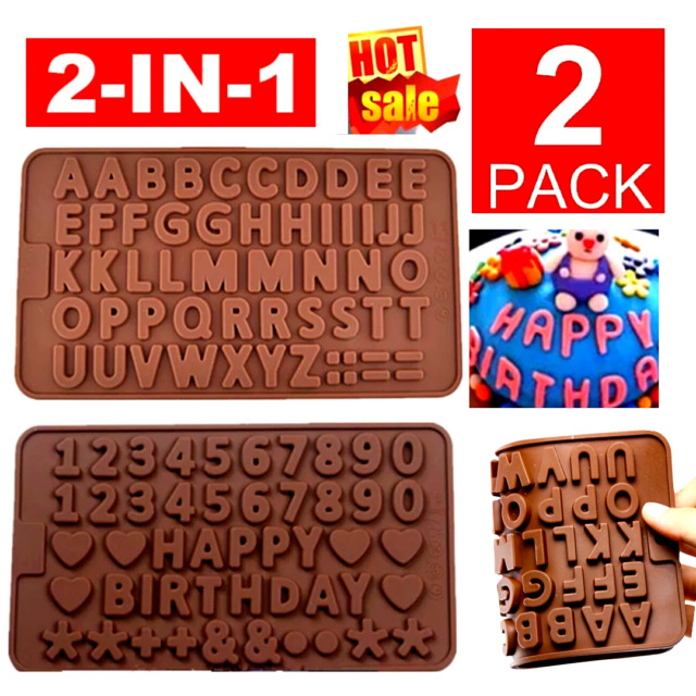 5pcs Chocolate Moulds, Chocolate Bar Heart Alphabet Cake Number Waffle  Silicone