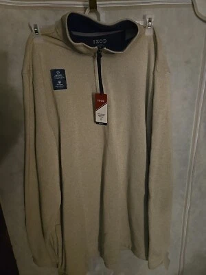 Suéter polar Izod Spectator talla XLT beige para hombre suave al tacto aislante nuevo con etiquetas Foto 1 de 4