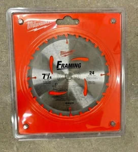 Milwaukee 7-1/4" 24T Framing Circular Saw Blade! Circ Cutting Steel Carbide Kerf - Picture 1 of 5