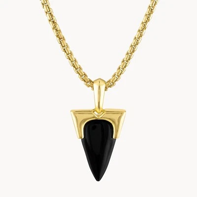 Collar colgante amuleto de ónix Bulova chapado en oro plata de ley BVP1025-YSBA Foto 1 de 4