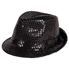 Fashionable Dance Black Fedora Trilby Hat With Sequins Costume Accessory