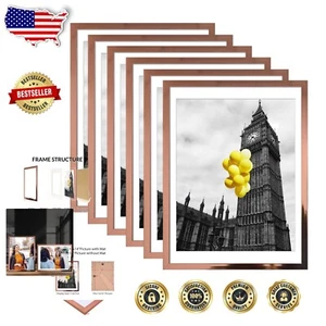 Lightweight 12x16 Rose Gold Picture Frame Set of 6 - Versatile Display Solution - Picture 1 of 7