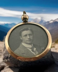 Viktorianisches doppelseitiges Momento Mori Trauer Foto Medaillon Walzgold 2 Fotos - Bild 1 von 8
