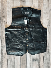 Giovanni Navarre GFVMED Italian Stone Design Genuine Leather Vest Fully Lined