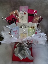 Christmas Red Silver Box Set Perfume Vial Flower Bouquet Samples Ribbon Bow Gift