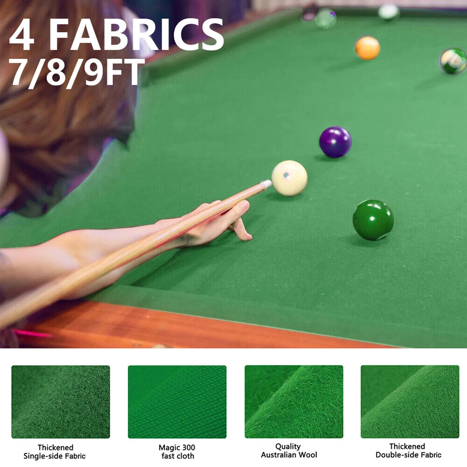 Pool Table Cloth 7/8/9ft Table Worsted Felt Billiard Cloth w/ PRE-CUT RAILS