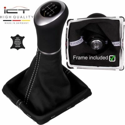 Pelle ICT pomello cambio per Ford Focus MK2 II Cucitura argento-grigio B74 - Immagine 1 di 4