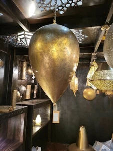 Moroccan Handmade Brass Ceiling Lamp H80 x W45cm Free PP - Picture 1 of 5
