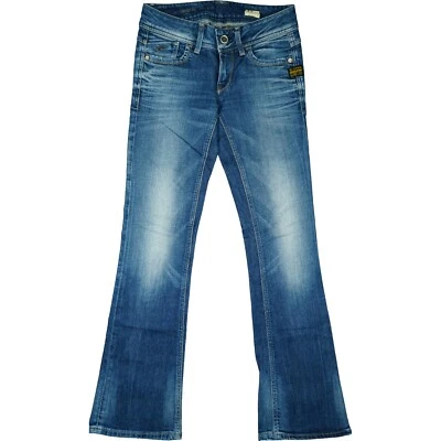 G-STAR RAW 3301 Wmn Stretch Jeans Hose Bootcut Schlag low W26 L32 blau used Look - Bild 1 von 4