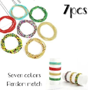 7pcs African Style Waist Elastic Beads Chain Belly Body Stretchable Jewelry - Picture 1 of 6
