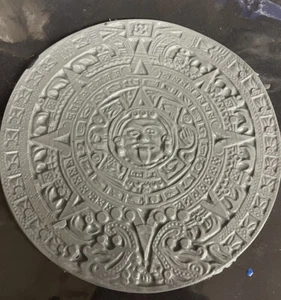 CONCRETE Cement Plaster BORDER ART STAMP Aztec Sun Dial 12.5” Imprint MAT New - Picture 1 of 8