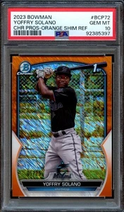 BB - 2023 - Bowman Chrome - Orange Shimmer - Yoffry Solano - #BCP72 - PSA 10 - Bild 1 von 2