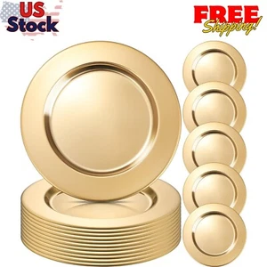 12 Pcs Gold Stainless Steel Charger Plates 13 Inch Round Metal ... - Picture 1 of 7