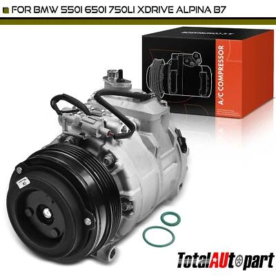 AC Compressor with 4-Groove for BMW 650i 550i GT 750Li xDrive Alpina B7 M5 M6 X5 - Image 1 of 4