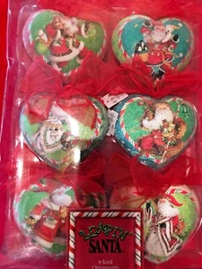 Santa Ornaments Leapin' bunte Weihnachtsschmuck in Herzform ~ 6er Set - Bild 1 von 9