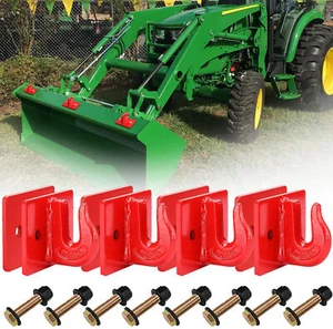 Red 4x 3/8" Tractor Bucket Grab Hook w/ Backer Plate for Loader RV UTV Truck - Foto 1 di 6