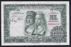 BILLETE ESPAÑA 1000 PESETAS AÑO 1957 REYES CATOLICOS - SERIE Z - MBC - Bild 1 von 2