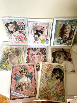 Lote de 8 tarjetas de felicitación hechas a mano estilo vintage para todas las ocasiones - surtidas Foto 1 de 4