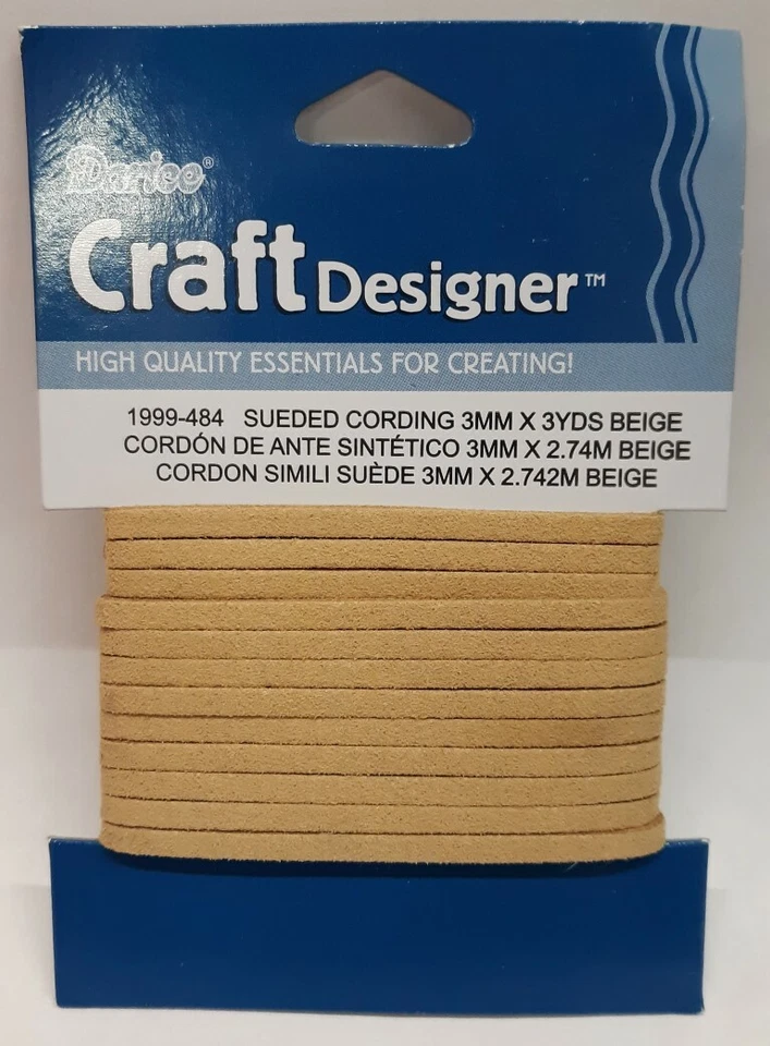 Cordón artesanal beige de gamuza de 3 mm x 3 yardas Foto 1 de 1
