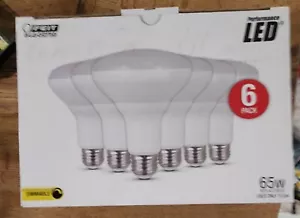 6 pack Feit Electric Dimmable Light Bulbs LED 5000k BR30 65W Replacement 650 L - Picture 1 of 4
