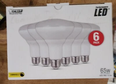 6 pack Feit Electric Dimmable Light Bulbs LED 5000k BR30 65W Replacement 650 L - Image 1 of 4